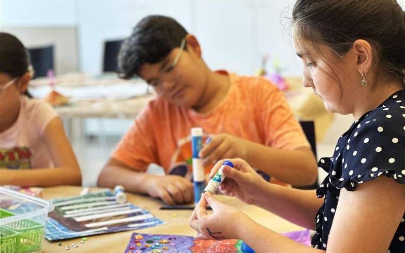 10 year olds doing arts and crafts in the Aga Khan Museum Education Centre